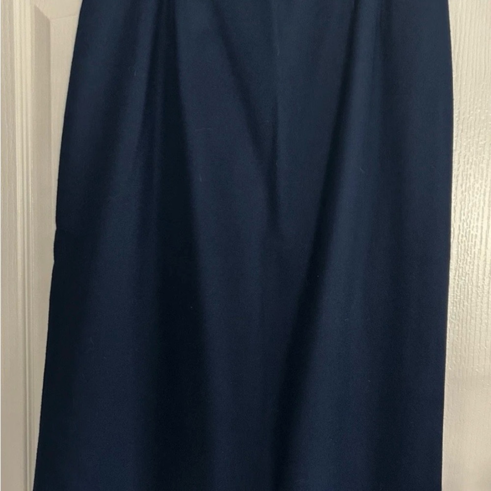 Sag Harbor Classic Navy Blue 100% Wool Pencil Skirt